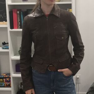 Brown Faux Leather Jacket